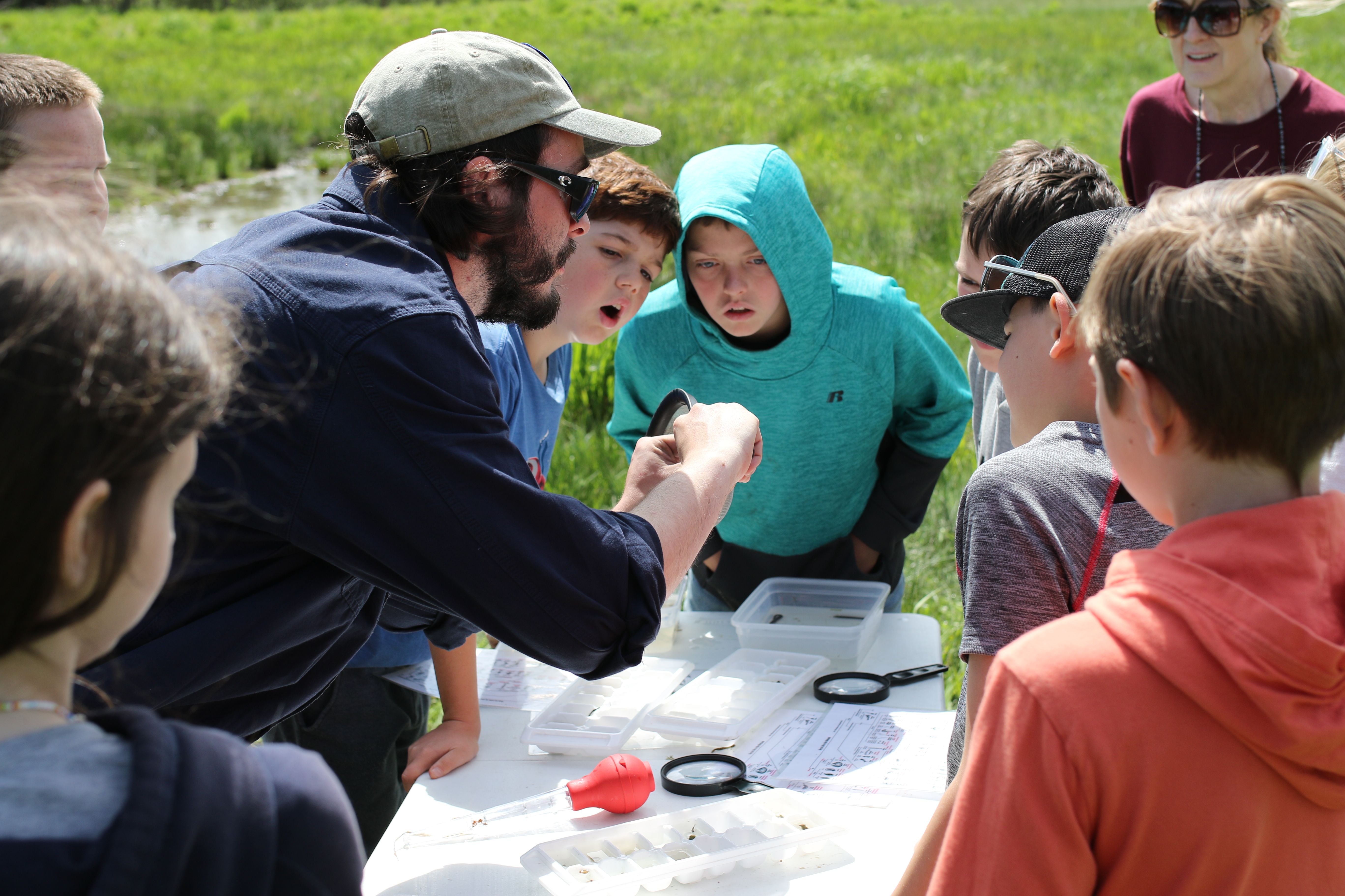 Kids learning about aquatic insects in the Panhandle Region