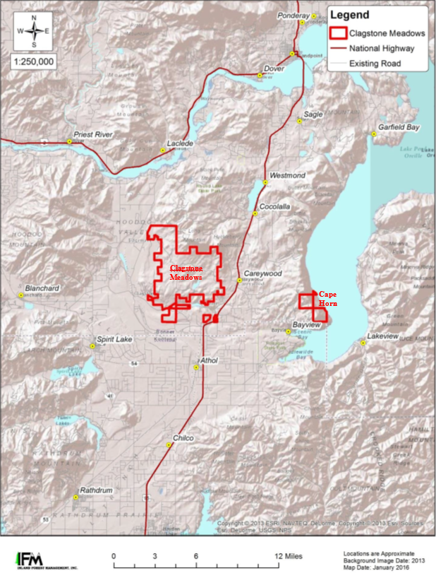 Map of Clagstone Meadows and Cape Horn in North Idaho