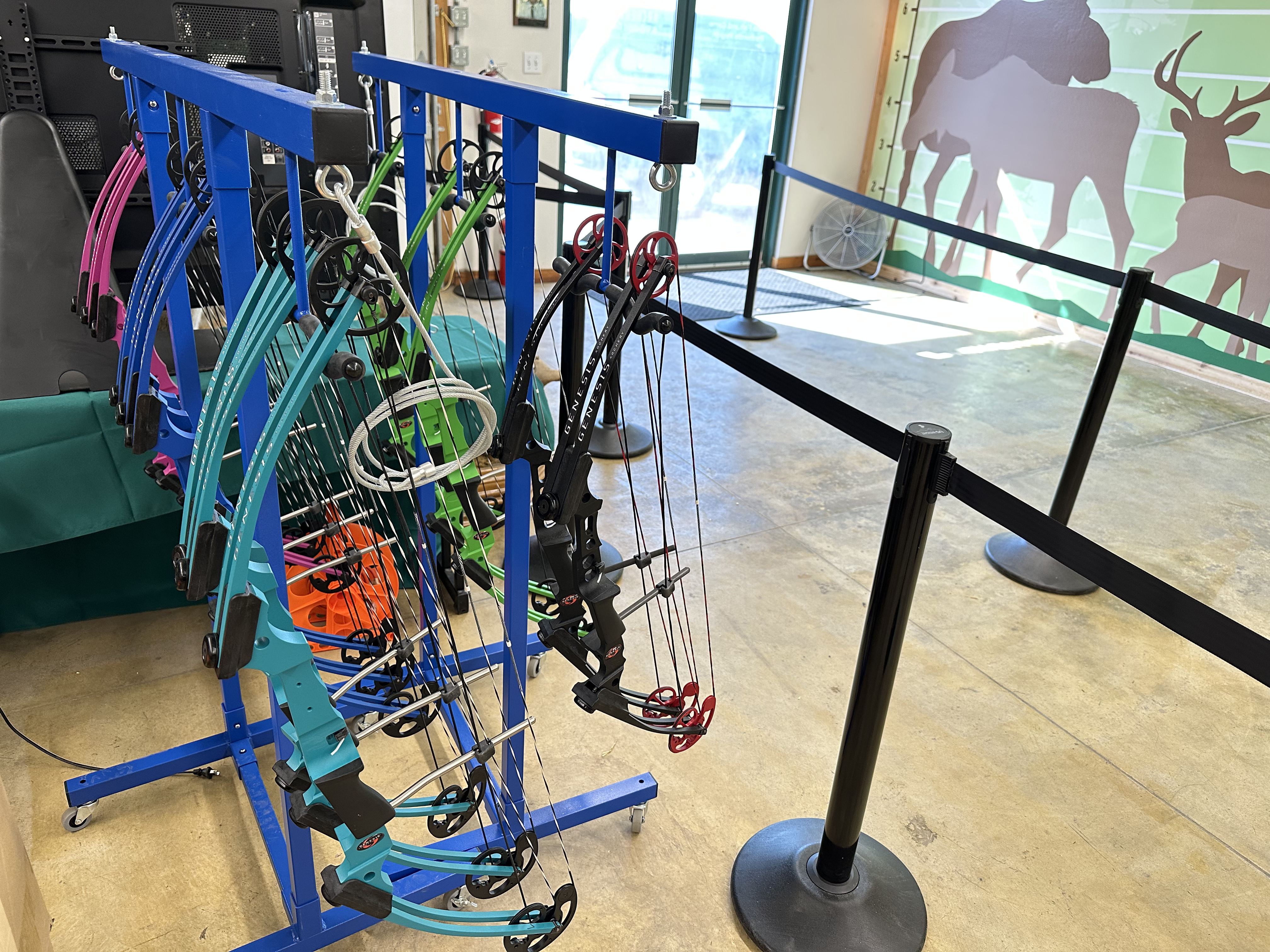 Compound bows at the North Idaho State Fairground 3D archery range.