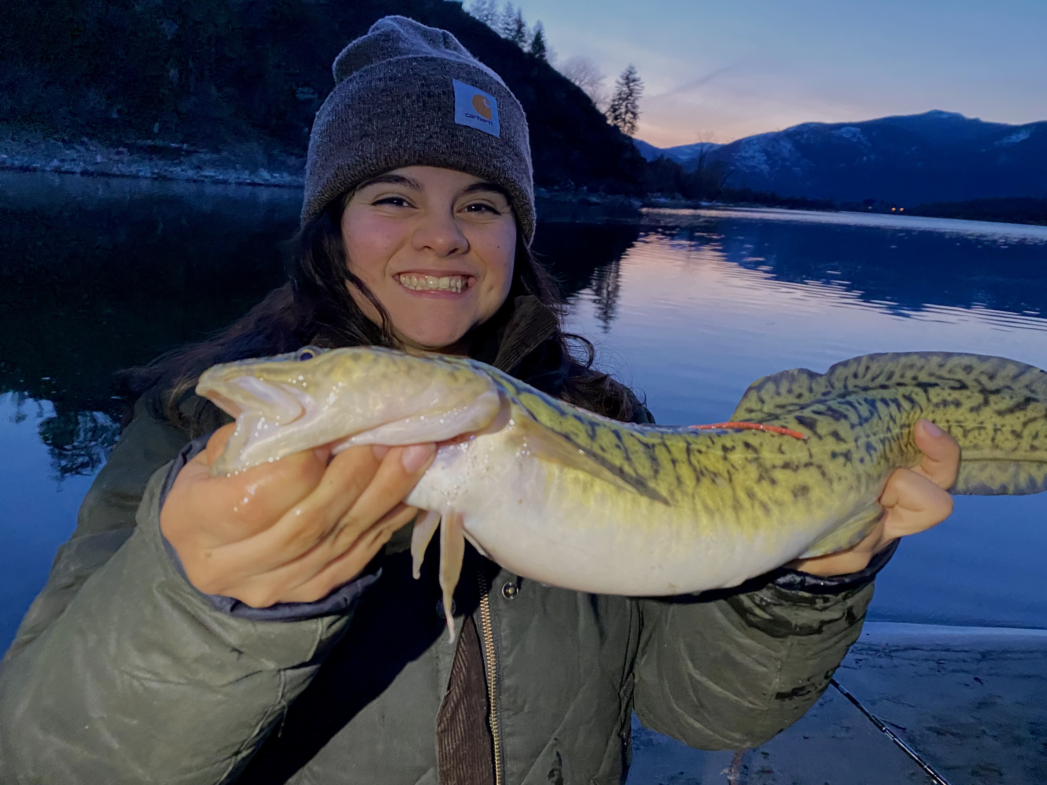 Angler with a burbot from the Kootenai River
