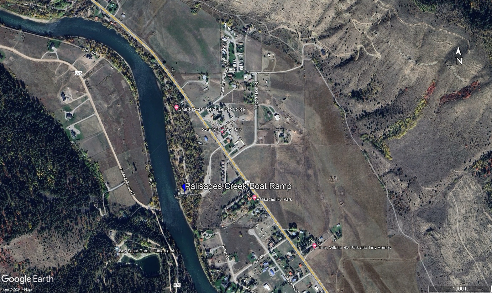 Arial view of Palisades Creek
