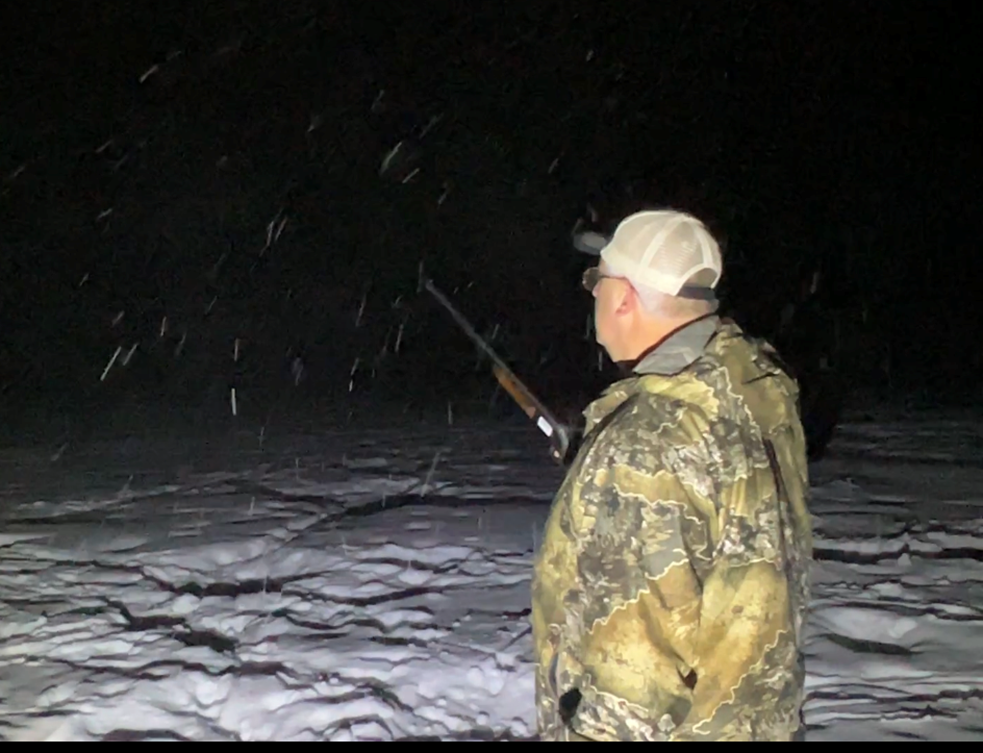 Volunteer Harold Rose using non-lethal cracker shells to haze elk