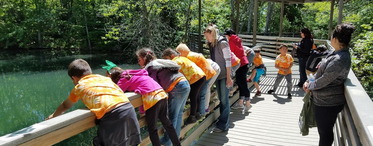Students at MK Nature Center pond