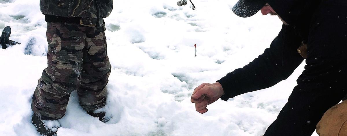 young ice angler, Hyde Pond