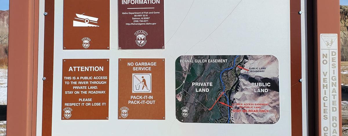 Pennal Gulch Access Signage