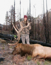 hunter with her trophy elk vertical shot November 2013