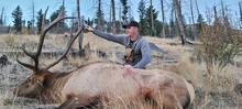 Carson Watkins with a bull elk