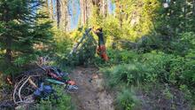 Crews clearing trail on Snow Peak WMA in 2023